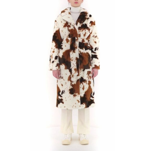 COW FAUX FUR PRINT COAT - Picture 2 of 2